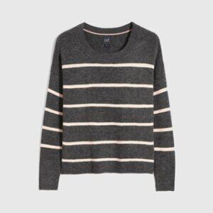 NEW GAP Gray Soft Striped Drop Shoulder Knit Sweater Medium Tall 41891